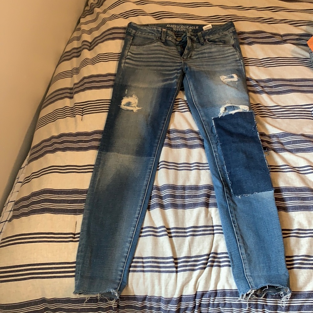 American eagle patched skinny jeans